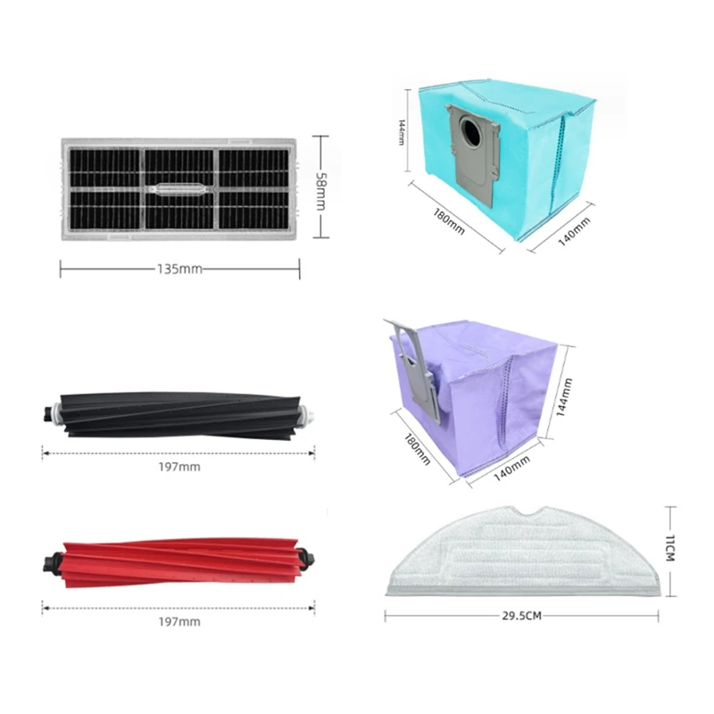1 Juego de piezas de repuesto para Roborock S8 Pro Ultra filtro de Cepillo Lateral mopa bolsas de polvo para Roborock S8/S8 + aspiradora