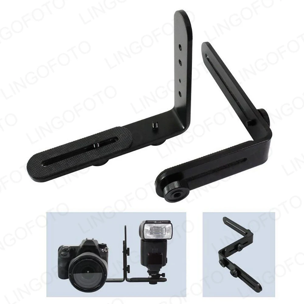 Double L-Shaped L Metal Bracket Holder Mount Generic for Flash Light for DSLR Camera Holder Mount