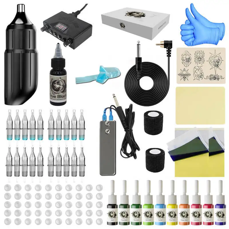 

Tattoo Kit Professional Tattoo Machine Kit Rotary Pen with RCA Power Permanent Makeup Tattoo All-in-One Needle Kit Supplies