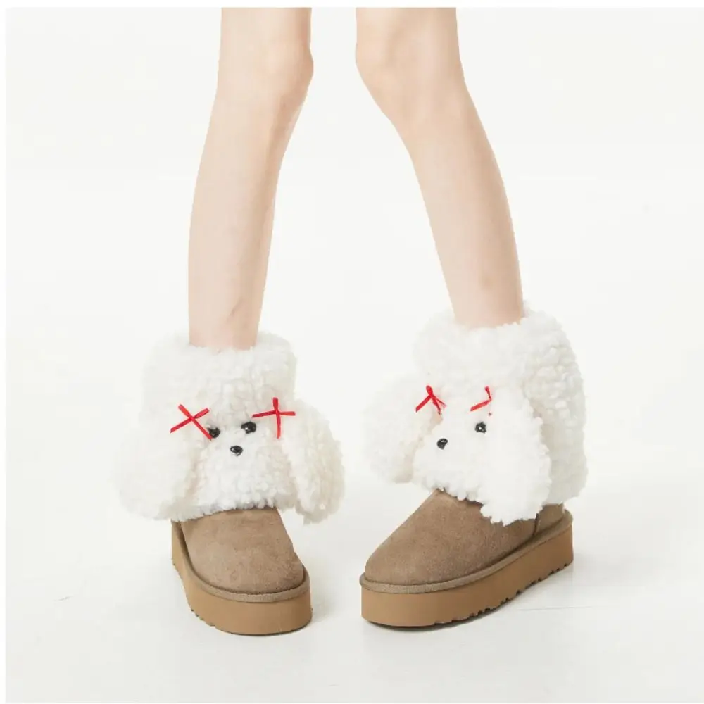 

Cute Y2K Cartoon Dog Leg Warmers JK Spicy Girls Bow Foot Cover Warm Lolita Plush Boots Cover Fall Winter