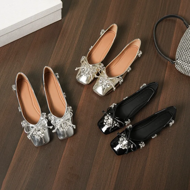 2026 New Women's Shoes Luxury Rhinestone Casual Shoes for Woman Exquisite Square Head Flat Shoe Designer Shoes Zapatos De Mujer view 6