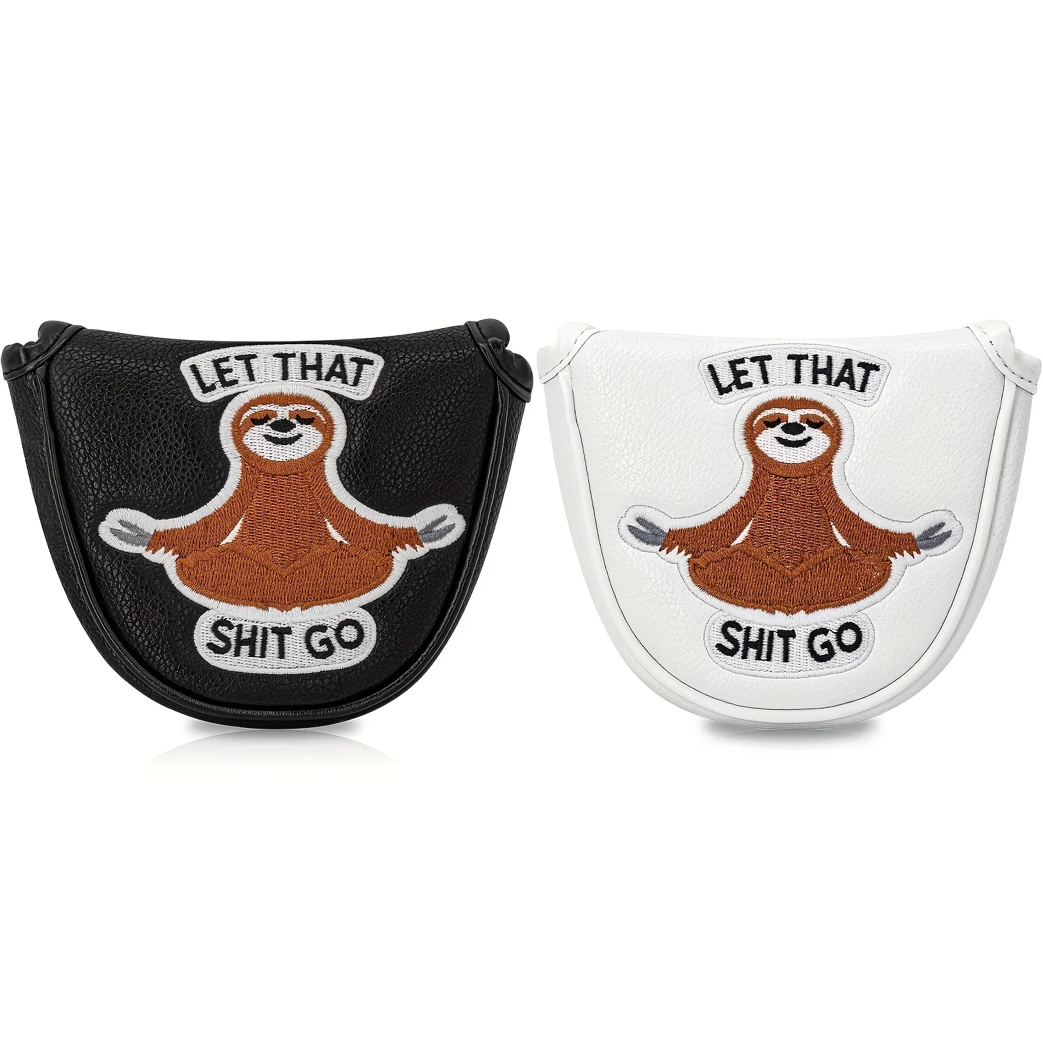 Sloth Fun Design Style Club Head Cover|Semi-circle Putter Cover, PU Material with Advanced Embroidery for Most Brands,