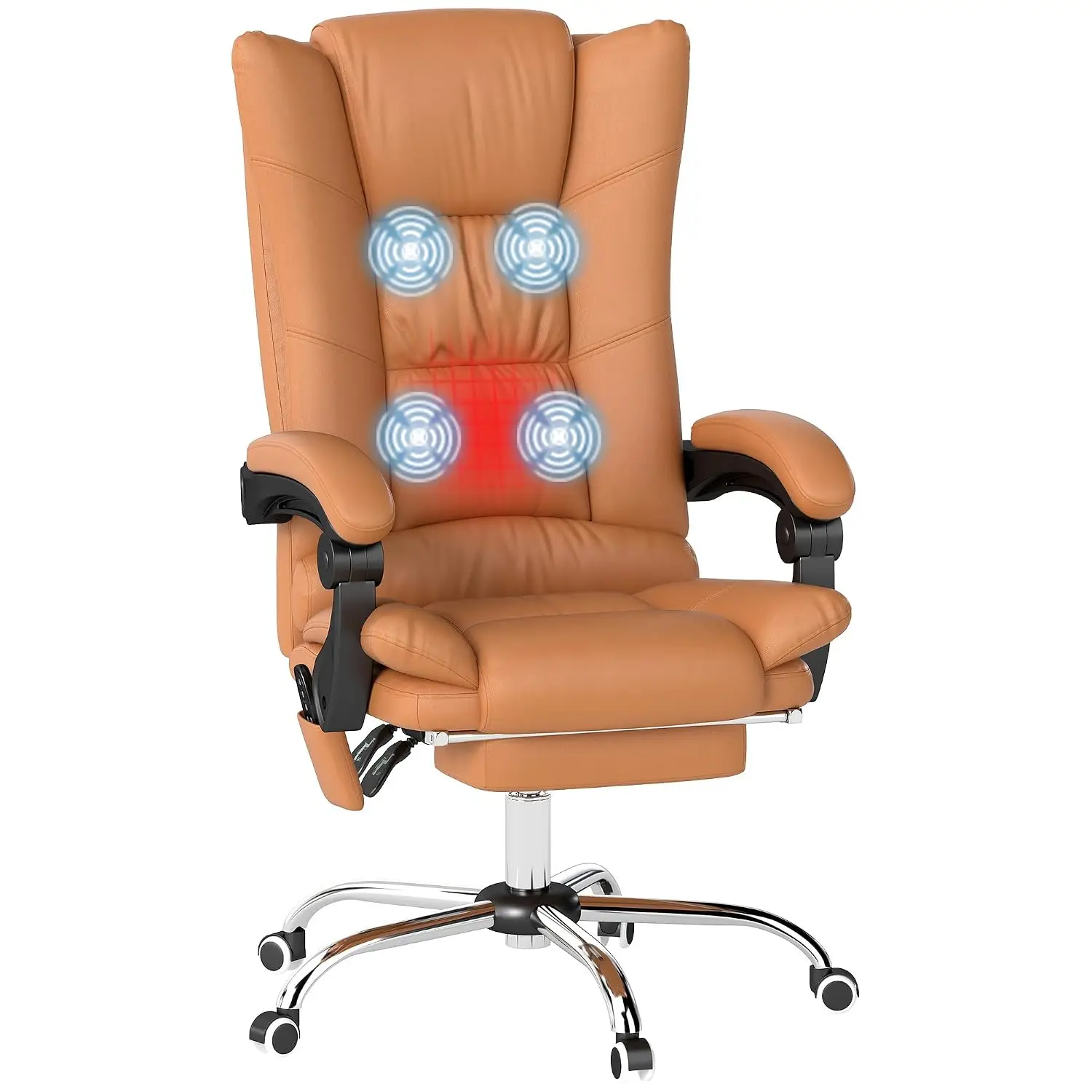 Massage Office Chair 4 Vibration Heat Light Brown, Customized