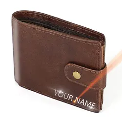 New RFID Men Wallets Genuine Cow Leather Short Card Holder Name Engraving Male Purse High Quality Coin Pocket Men's Wallet