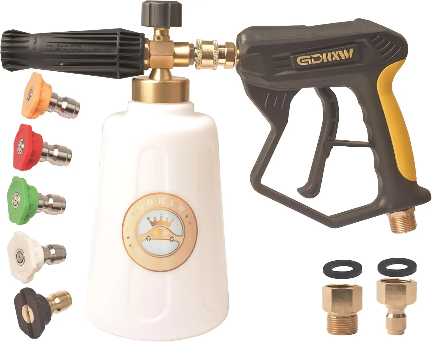 

Пеногенератор для мойки высокого давления 2 л, усиленный, с 5 насадками, быстрым соединением и регулируемым распылением – насадка для автомойки