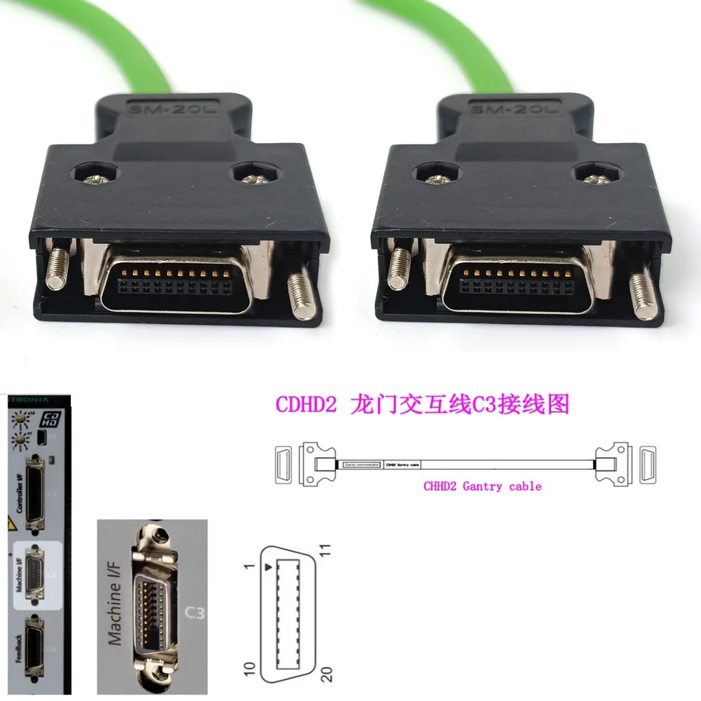 CDHD Servo Drivers Gantry Cable Master to Diff Axis C3 to C3 MDR 20P-20P Daisy Chain Communication Cable