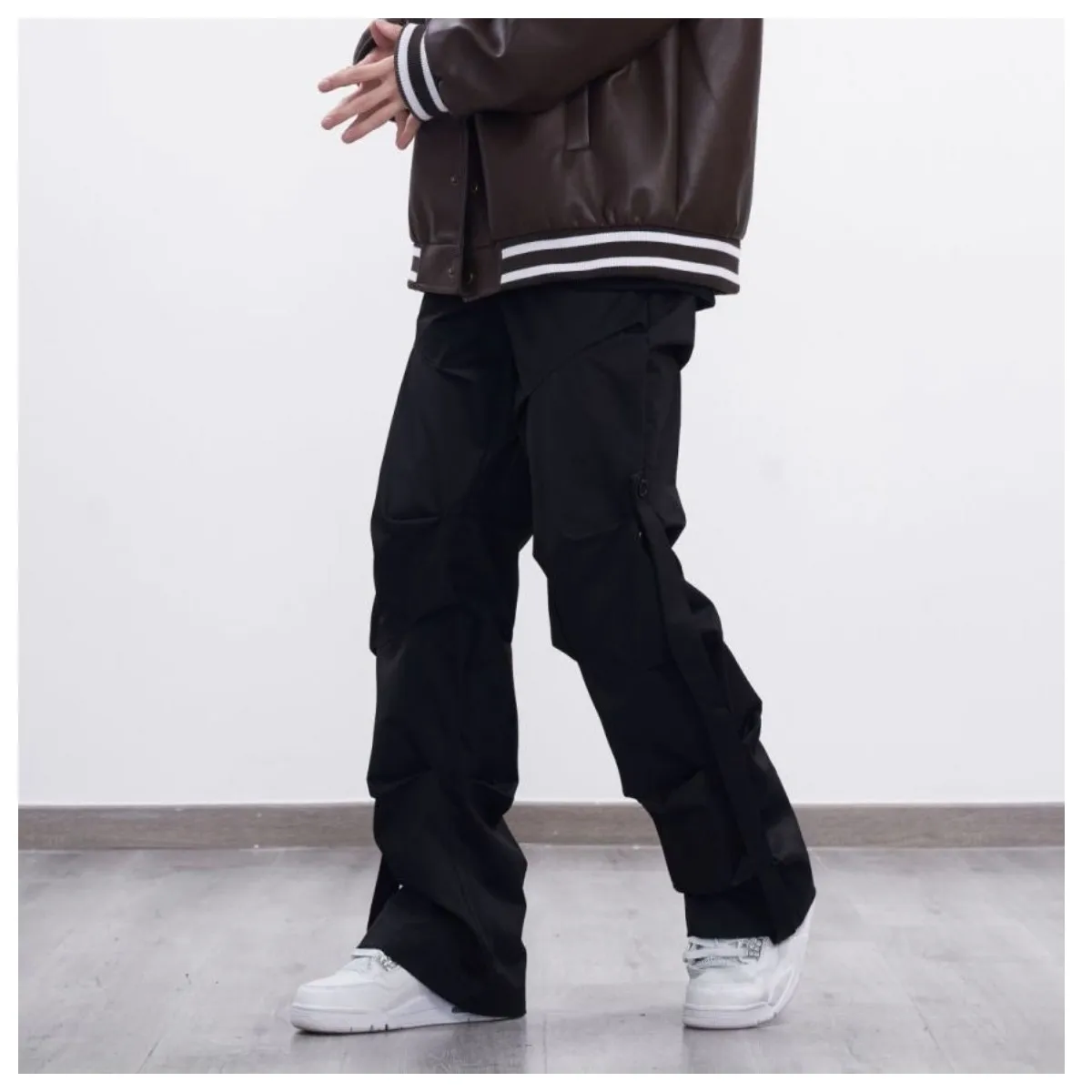 Sets With Pants Man Harajuku Punk Men's Streetwear Black Hip Hop Fashion Clothing Casual Tactical Trousers Y2k Goth Flared