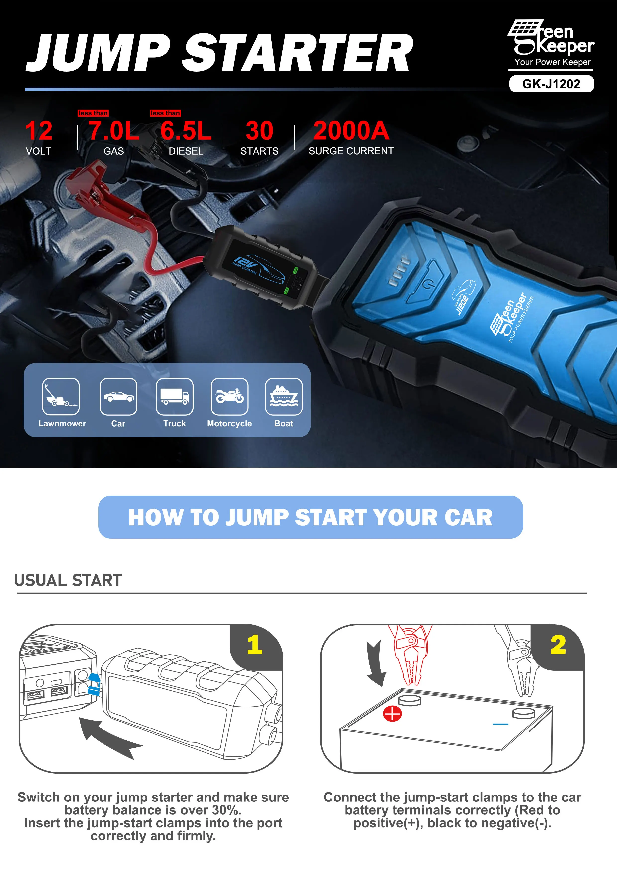 مشغل طاقة السيارة المحمول لمعدات السيارات ، MA ، 12V ، DC ، الأدوات