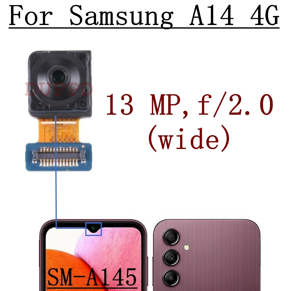 Rear Front Camera For Samsung Galaxy A14 4G/5G A145 A146 Frontal Selfie Wide Backside Back Camera Module Spare