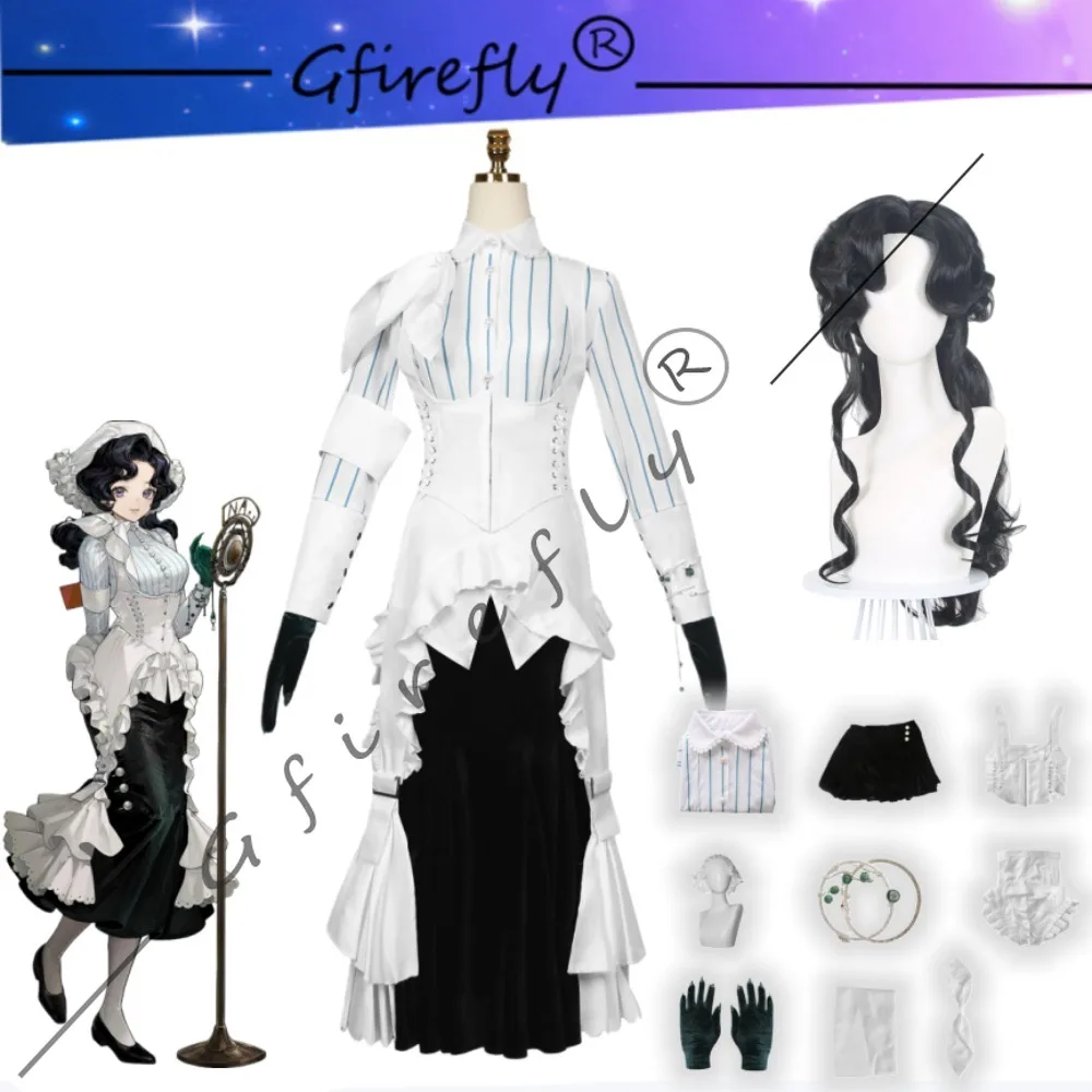 

Reverse: 1999 Anjo Nala Cosplay Costume White Elegant Dress Accessory Wig Set Halloween Event Anime Convention Costume
