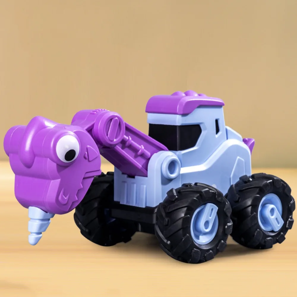 Crianças de plástico puxar para trás brinquedo carro imprensa habilidades manuais dinossauro engenharia modelo carro coleção dos desenhos animados crianças escavadeira carro brinquedo