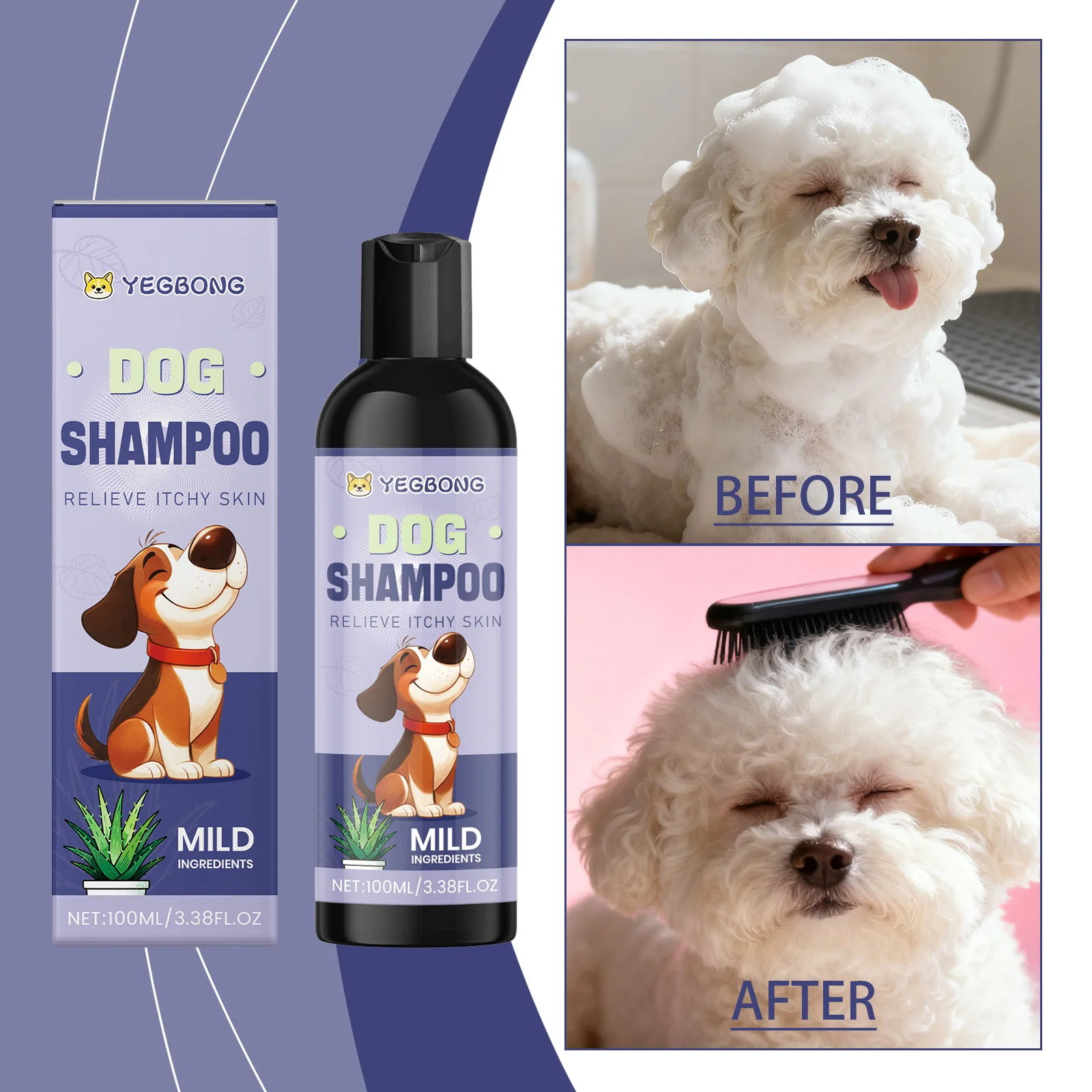 Natürliches Hundeshampoo zur Reinigung, Geruchskontrolle, Desodorierung, gegen Juckreiz und Schmutz, pflegt die Haarfollikel, sorgt für einen seidig weichen und glänzenden Fell, Haustier-Badeshampoo