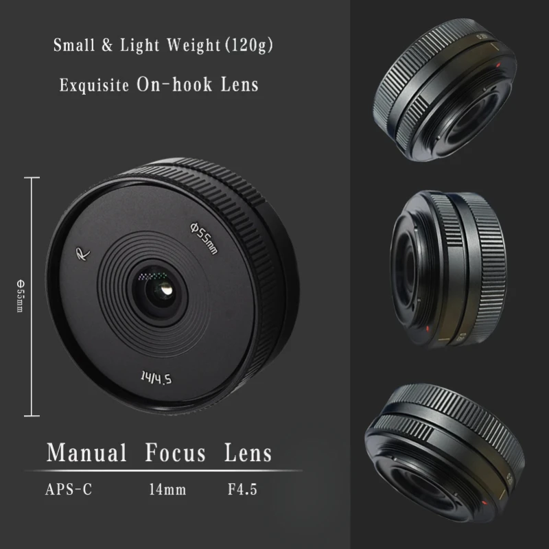 AstrHori 14 مللي متر F4.5 APS-C زاوية واسعة للغاية التركيز اليدوي رئيس عدسة لسوني E نيكون Z فوجي X XF كانون M EF-M M43 A6000 A6300 XT4