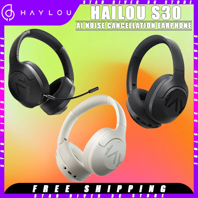 

HAYLOU S30 Wireless Headphone Bluetooth 5.4 Noise Reduction Low Delay HIFI Headsets Hi-Res Audio E-sports Ergonomics Headphone