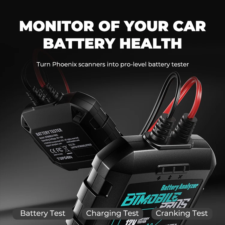 TOPDON BTMobile Pros 8V～16V 自動車用12Vバッテリーテスター 12V車載バッテリーアナライザー 12Vカーバッテリー