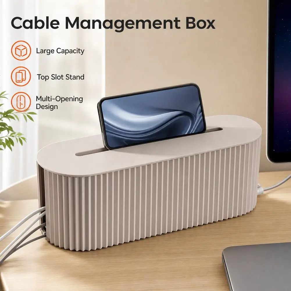 New Cable Storage Box Power Board Wire Management Socket Strip Wire Case Dust Charger Socket Organizer Box