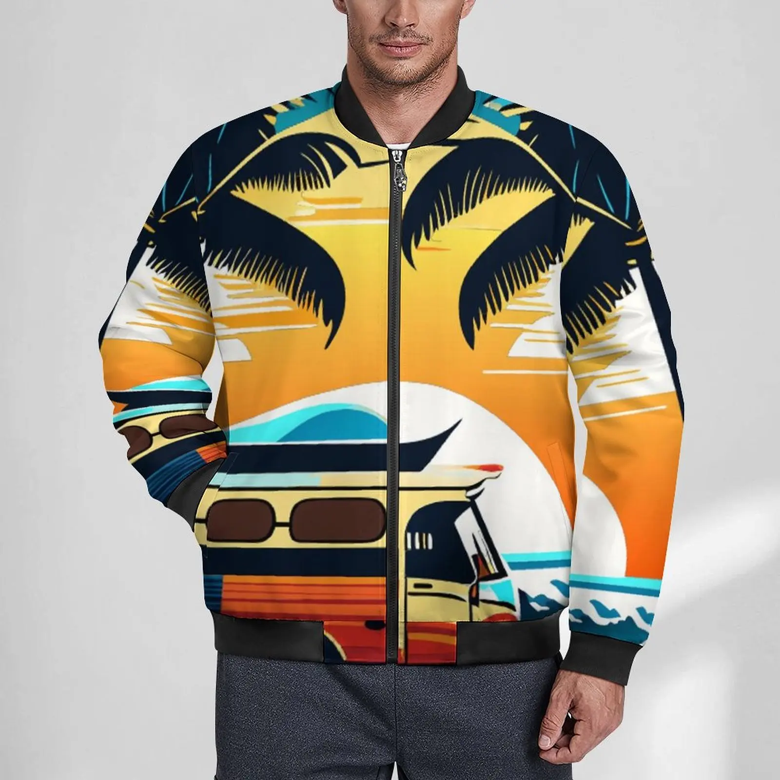 

Куртки Palms Tree Ocean Summer Surf на молнии, осенние пальто, мужские современные повседневные куртки, уличная ветровка большого размера, подарок на день рождения