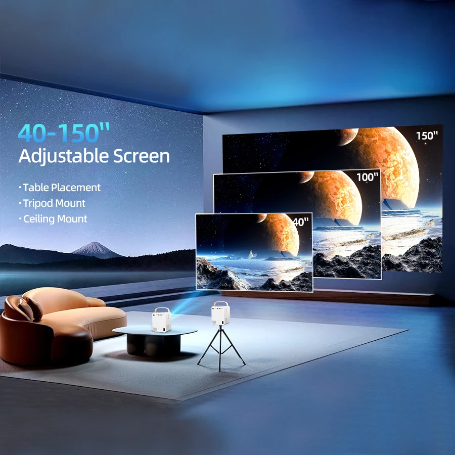 2025 New 4K Ultra HD Projector, Built in Android System, 5G WiFi Connection to Phone Screen Projection, Compact and Portable, Su