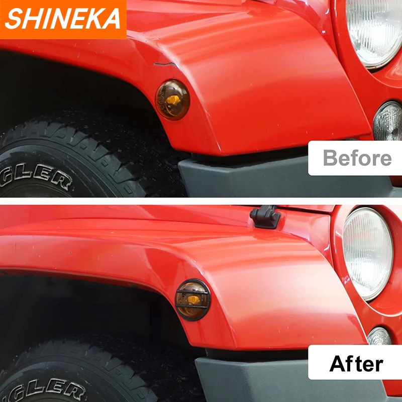 SHINEKA Car Wheelbrow Turn Signal Light Lamp Decoration Cover for Jeep Wrangler JK 2007-2017 Lamp Hoods Exterior Accessories