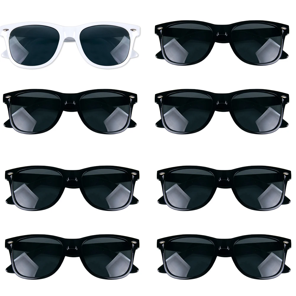 8-12pairs Zwart Vierkant Frame Zonnebril voor Vrouwen Mannen Bruid en Bruidegom Foto Bril Bruids Douche Vrijgezellenfeest decoratie