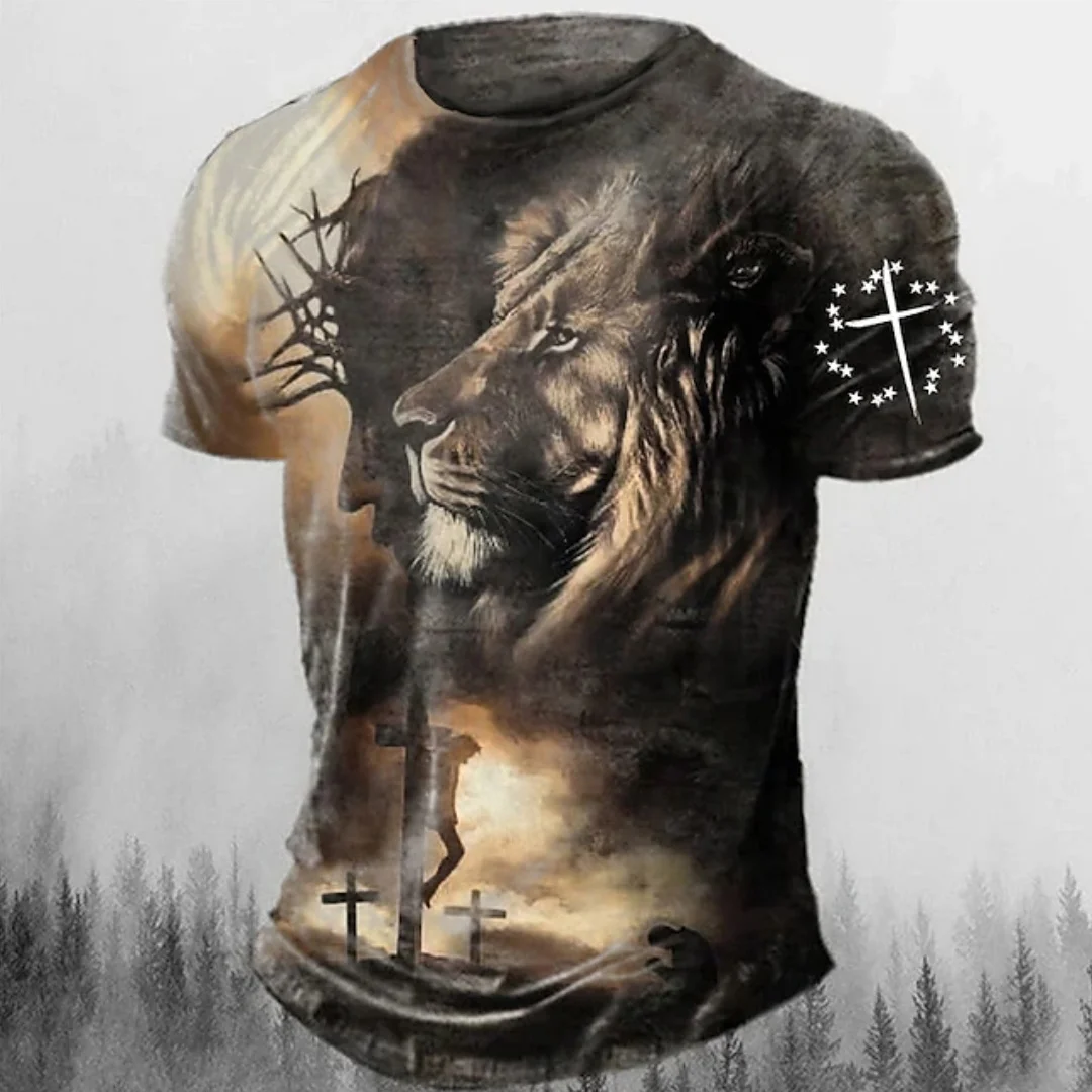 

Animal Men's T-Shirt Summer Outdoor Fashion Short Sleeve Top 3D Tiger Print Retro Harajuku Style OverSize Men's Clothing