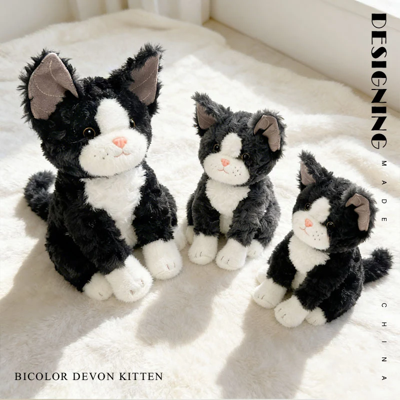 Grey cat plush doll detail