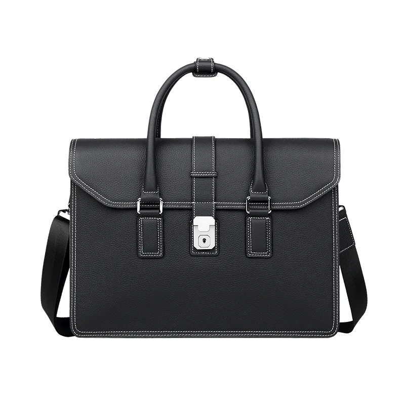 جديد حقيقي رسول حقيبة جلدية فاخرة الرجال حقائب حقيبة أعمال الطبقة العليا جلد البقر حقيبة لابتوب سعة كبيرة حقيبة يد رجالية #5