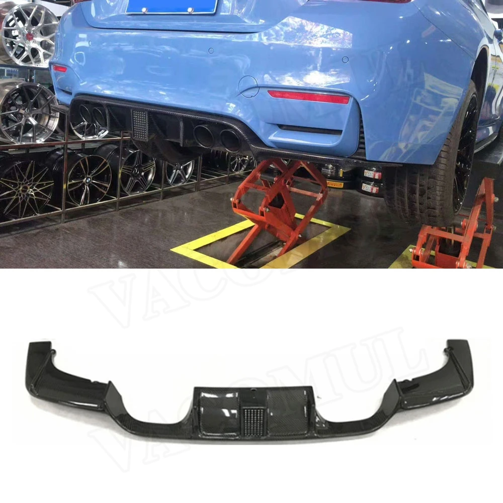 4 Series Carbon Fiber Racing Rear Bumper Lip Diffuser For BMW F80 M3 F82 F83 M4 2014 - 2017 With LED Light FRP Rear Bumper Lip