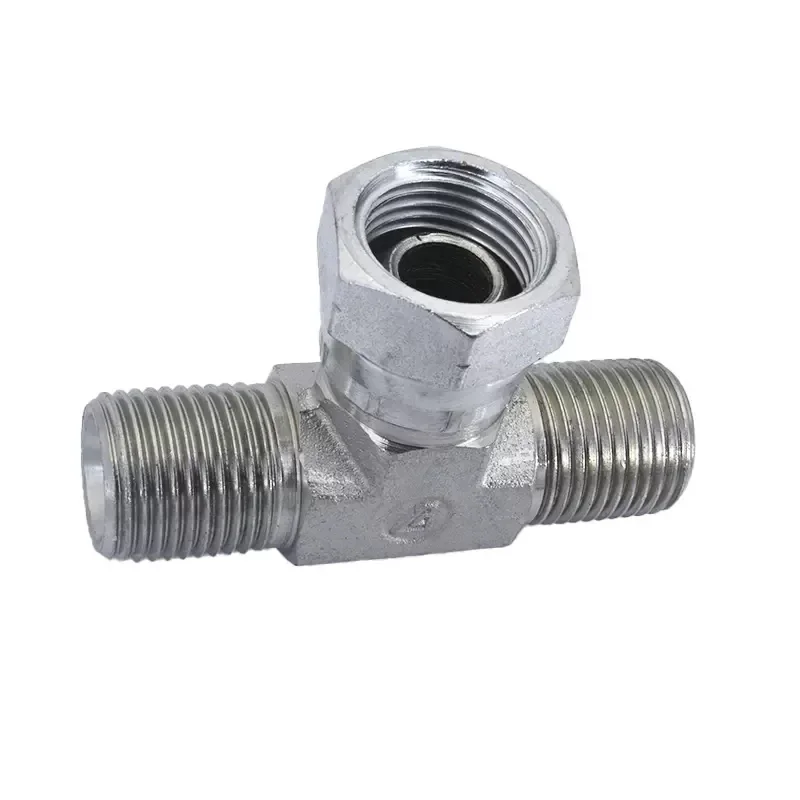 Raccordo per tubo britannico in acciaio al carbonio 1/8 "1/4" 3/8 "1/2" BSP Connettore filettato esterno Cono esterno da 60 gradi Giunto per tubo a tre vie