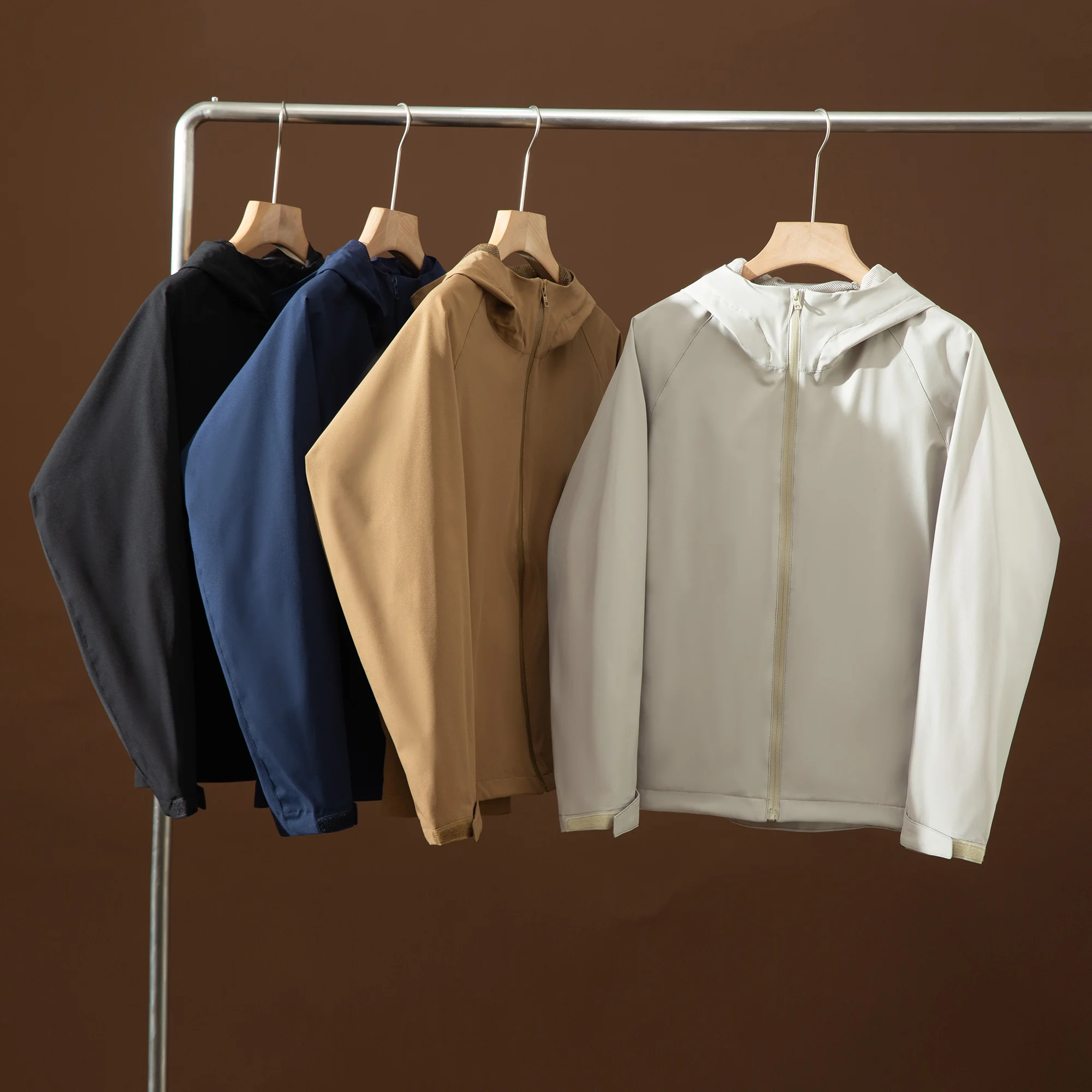 

Мужская куртка с капюшоном Trade King, универсальная водонепроницаемая эластичная молодежная повседневная длинная подставка из полиэфирного волокна Sve, осенняя куртка