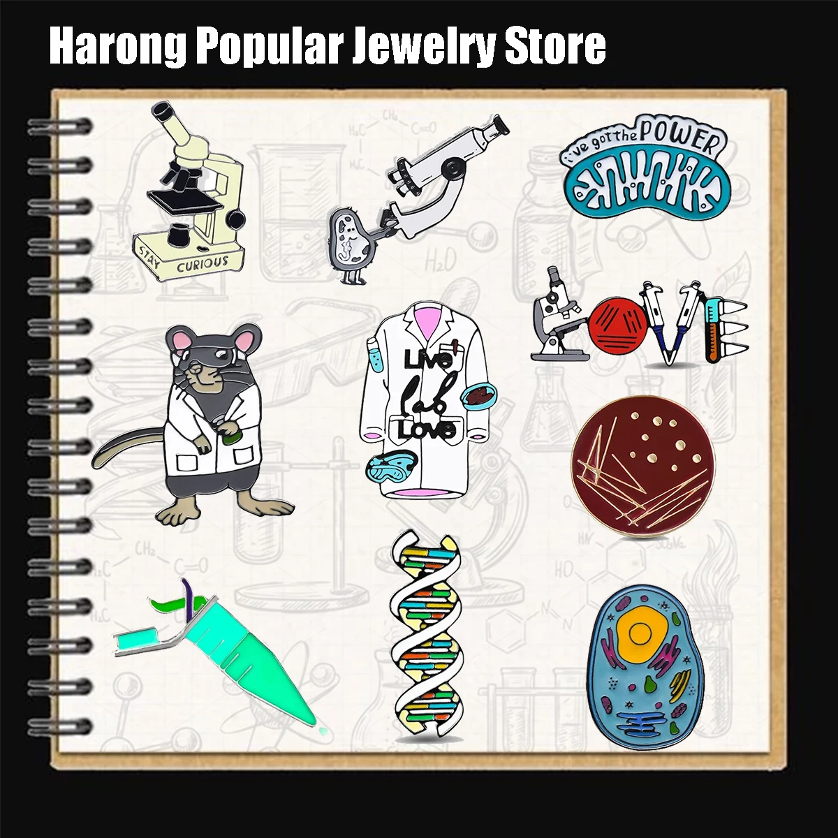 

Harong Science Microorganism Enamel Brooch Pin Colorful Biology Lab Lapel Lanyard Bag Badge for Experimenter Kid Student Friend