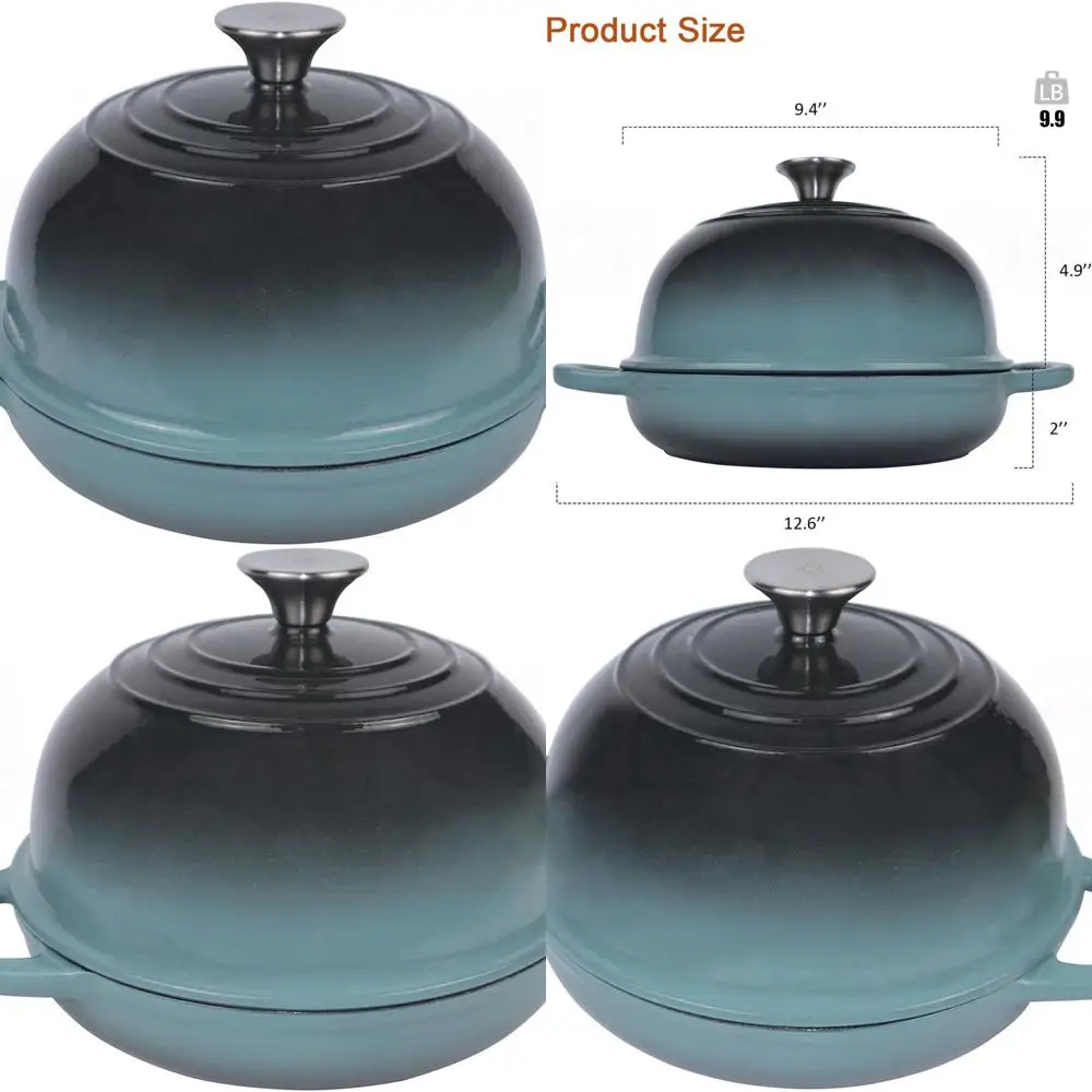 

Enameled Cast Iron Dutch Oven, 5-Qt Cyan, Ideal for Sourdough Bread Baking
