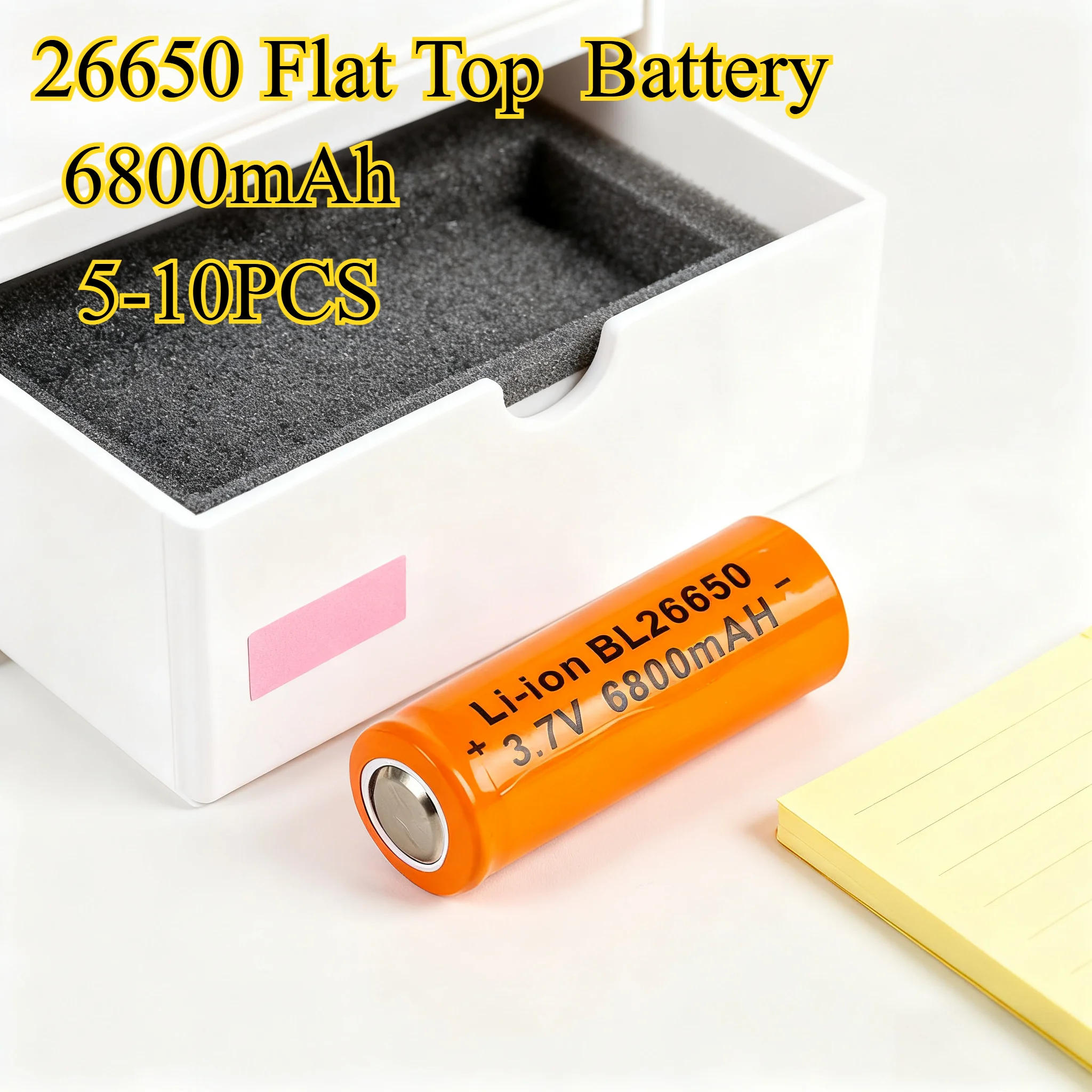 

5-10 шт., 6800 мАч, 26650, литий-ионная аккумуляторная батарея с плоским верхом для цифровой электроники с защитой от перезаряда