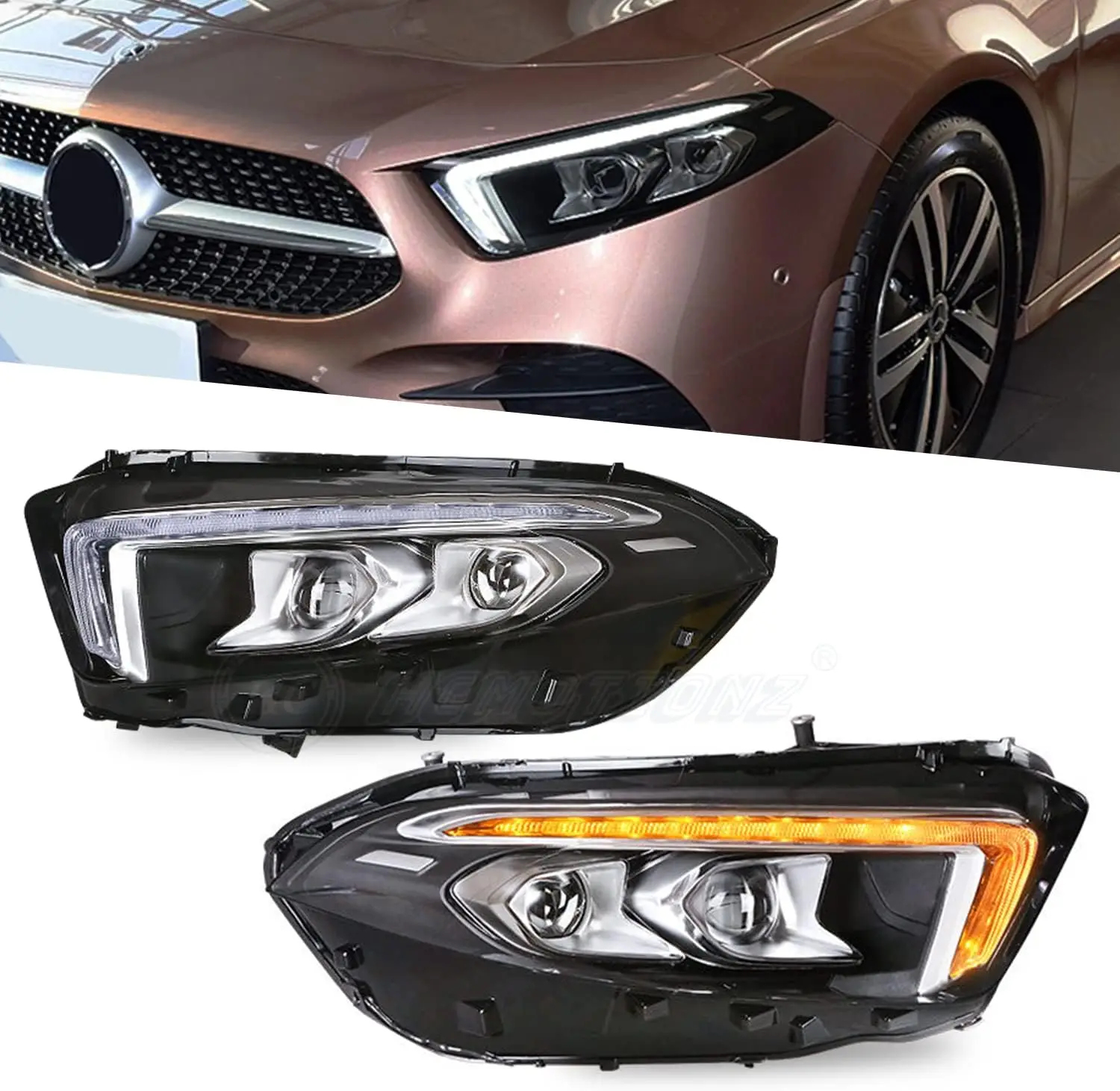 

LED Headlights For Mercedes-Benz A-Class A180 2018-2022 With Full LED Blue-to-White DRL Start UP Animation Driver