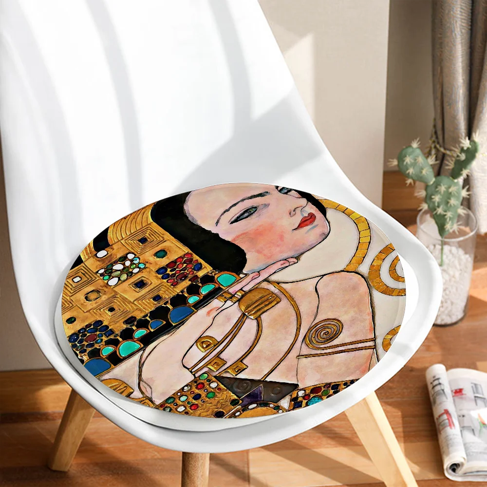 Gustav Klimt bantal kursi makan Multi warna, bantal dekorasi melingkar untuk meja kantor, bantal taman luar ruangan