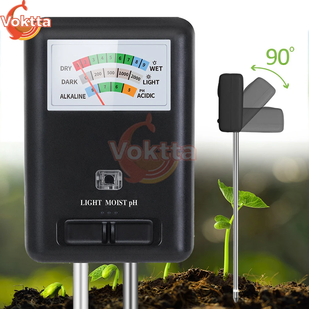 Soil PH Fertility Meter Test Pen 3-in-1 Moisture Detection/Light/PH Tester Plant Hygrometer Sensor Analyzer Monitor for Garden