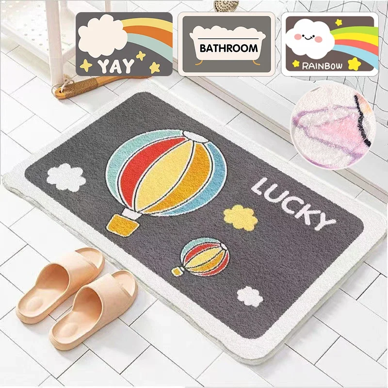 Cute Bathroom Mat Super Absorbent Floor Mat Non-Slip Bath Rug Imitation Cashmere Doormat Bathtub Side Carpet Entrance Door Mats