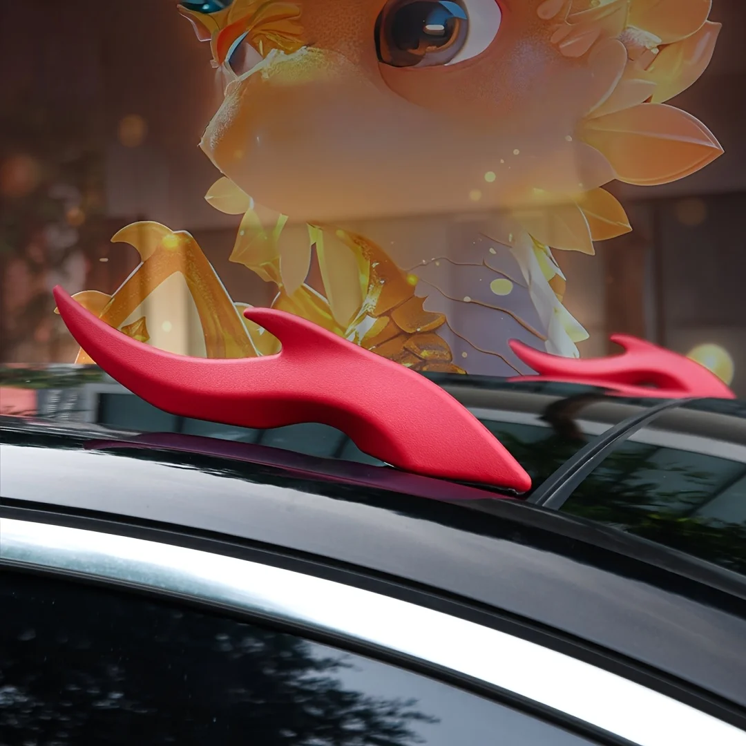 

Car Roof Decoration Horns Sticker Auto 3D Dragon Horns Decoration Elasticity Silicone Horns Easy To Find Car In The Parking Lot