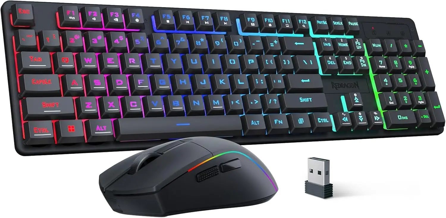 Wireless Gaming Keyboard and Mouse Combo, RGB Backlit, 3 Connectivity Modes, 10K DPI Mouse, Ultra Lightweight 65g