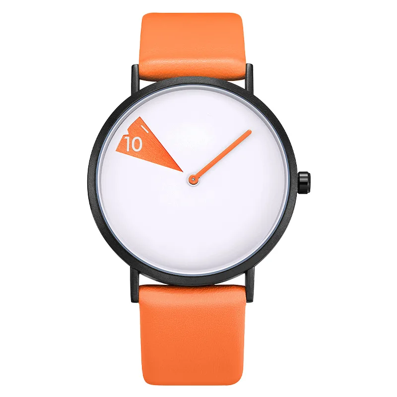 Women's Concept Quartz Watch with Single Hand Contrast Dial Ultra Thin Waterproof Leather Strap Pin Buckle