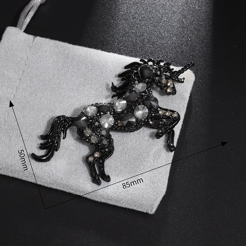 Exquisite Black Unicorn Horse Brooch Men and Women Banquet Exquisite Brooch Wedding Cocktail Party Dress Accessories