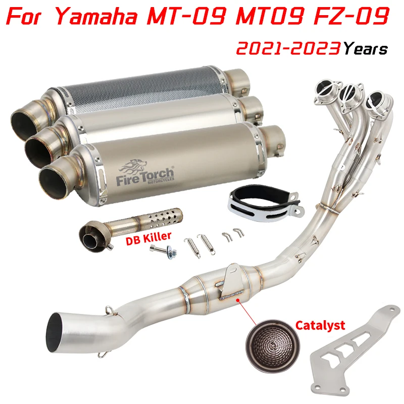 

Slip-On For YAMAHA MT09 MT-09 FZ09 2021 - 2023 Motorcycle Exhaust Escape Full System Modify Muffler Moto With Catalyst Link Pipe