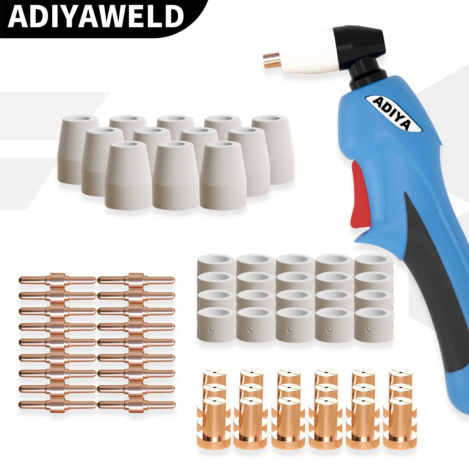 ADIYAWELD 65/100PCS Plasma Cutting Tip Electrode & Nozzle Kits Consumables Accessories For PT31 CUT40 50 55 Plasma Cutter Tools