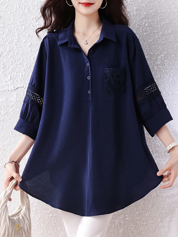 

Fashionable plus Size Shirt Elegant Style Versatile Slimming Top for Plump Sisters Trendy Casual Shirt Age-Defying All-Season