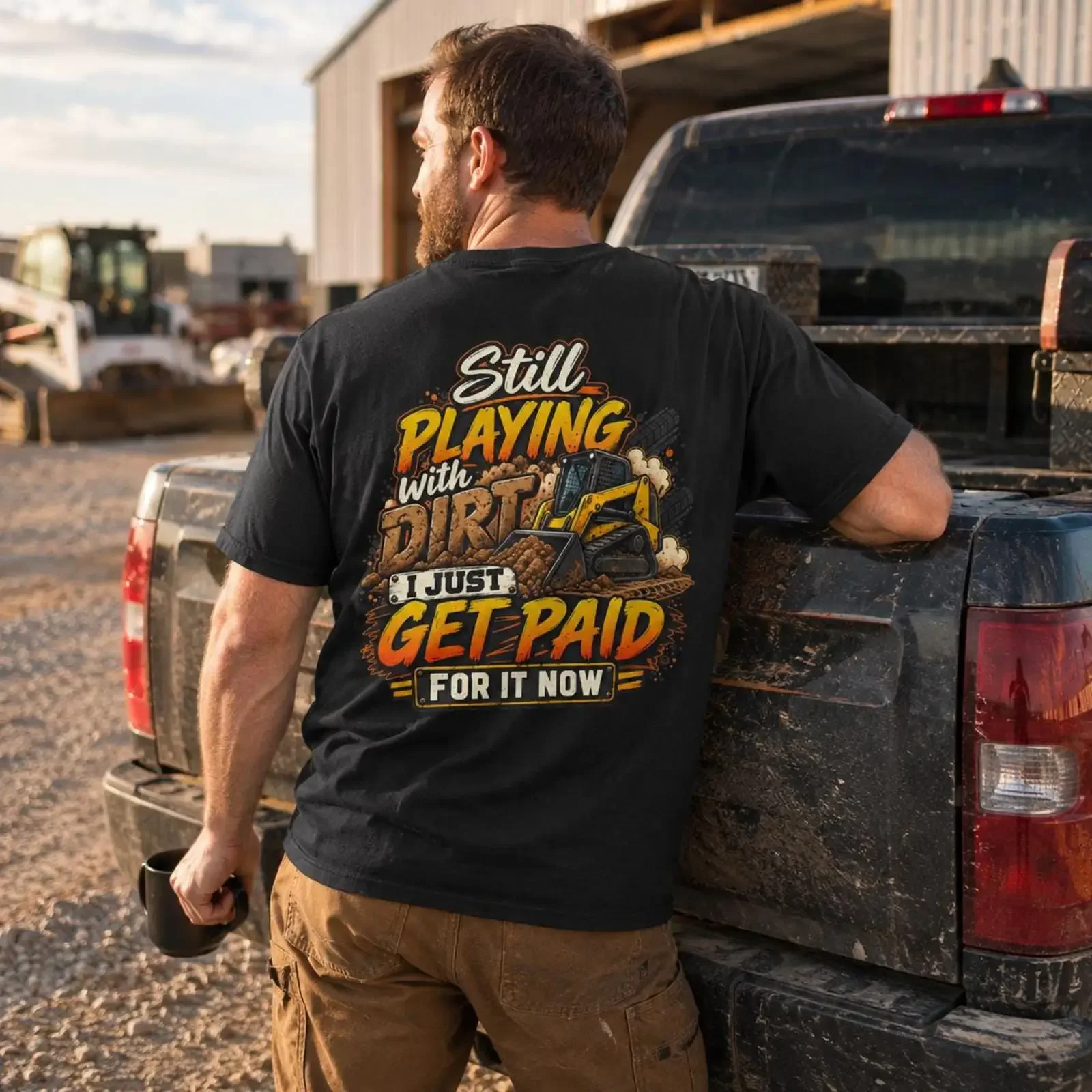 Heavy Equipment Operator T Shirt Skid Steer Construction Worker Garment Dyed Cotton vintage Washed Stylish Casual Versatile