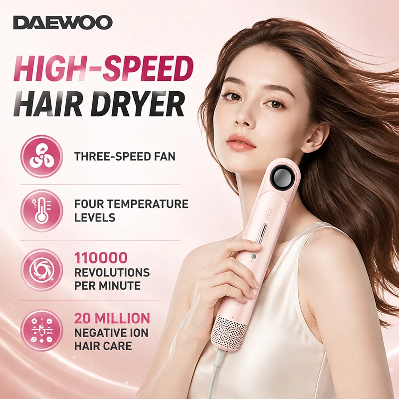 Daewoo CF12W80 High Speed Blow Dryer 3 Speed 4 Temperature Smart Constant Temp Fast Dry Professional Hair Care Hair Dryer Home