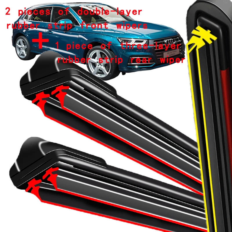 

For Audi Q5 2017-2023 2018 2019 2020 2021 2022 Front&Rear Wiper Blades Windshield Windscreen Window Brushes 24"+20"+14"