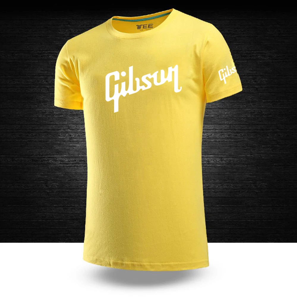 2024 Gibson Men New Brand Summer Ordinary Short Sleeve T Shirt Cotton Breathable Solid Color Printing Fashion Tops