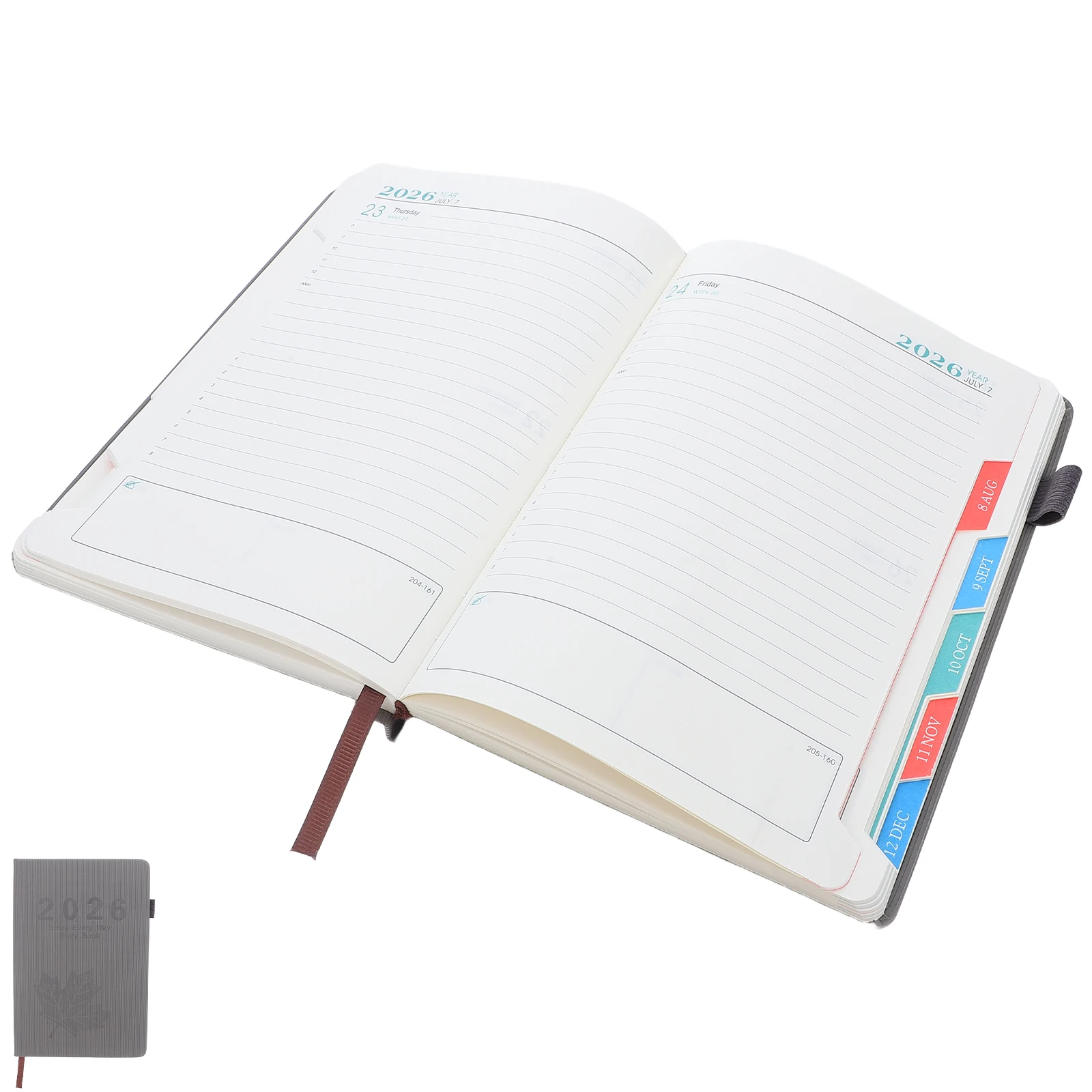 สมุดแพลนเนอร์ใบเมเปิ้ล 2026 ขนาด A5 สมุดบันทึกวางแผนรายวันสุดหรู ปฏิทินวางแผนรายปี สมุดบันทึกประจำสัปดาห์