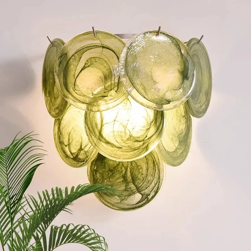 Modern Glass Wall Sconce Artistic Handmade Blown Glass Light for Bedroom Living Room Hallway